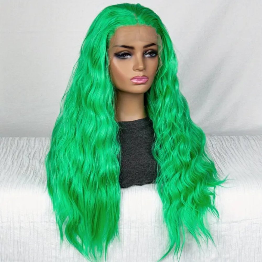 Bright Green Long Body Wave Hair Wigs 13*3 Lace Front Wigs
